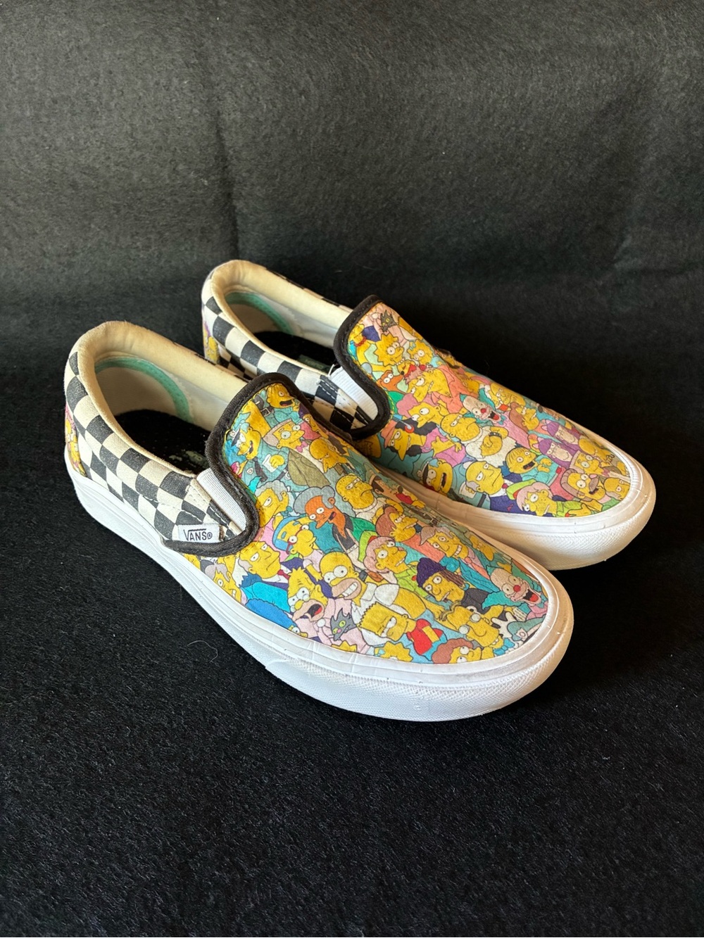 Vans Slip-On Sneakers - Multicolor Character Print with Black & White Checker